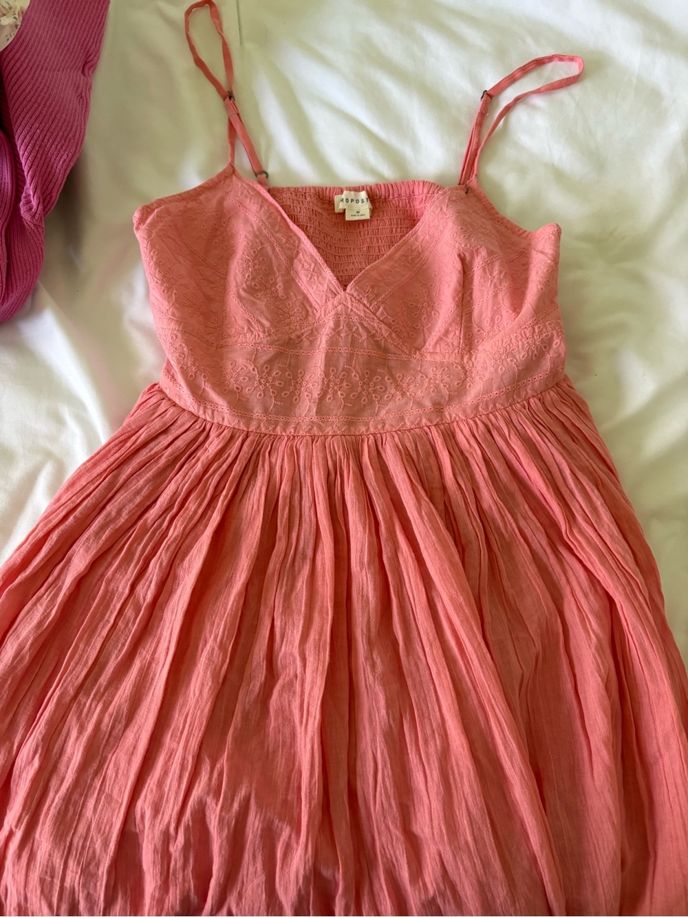 Aeropostale Coral Pink Eyelet Sundress with Spaghetti Straps